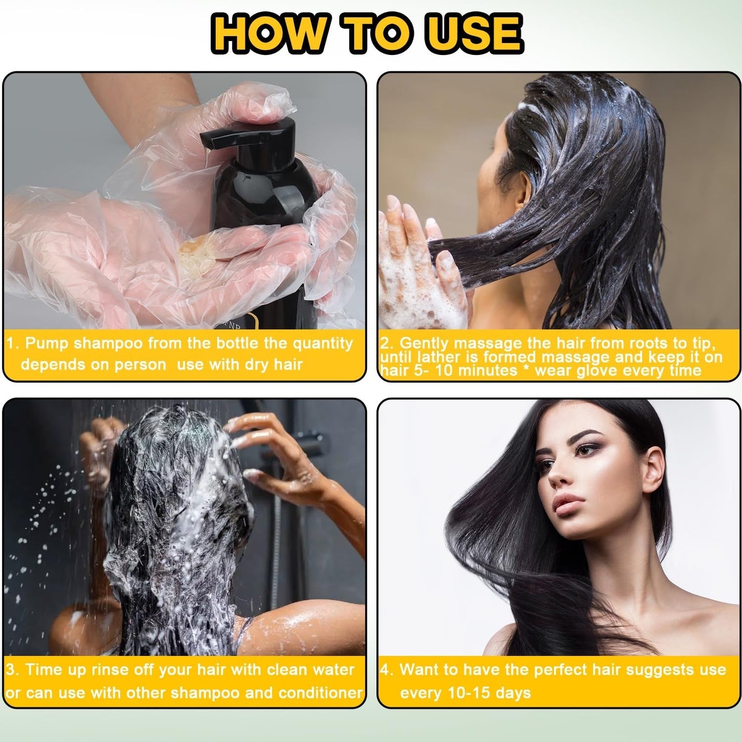 Hair Dye Shampoo 3 in 1 for Gray Hair, Herbal Ingredients Natural Shampoo Hair Dye for Women Men (Black) - WORLD TIME VISITS