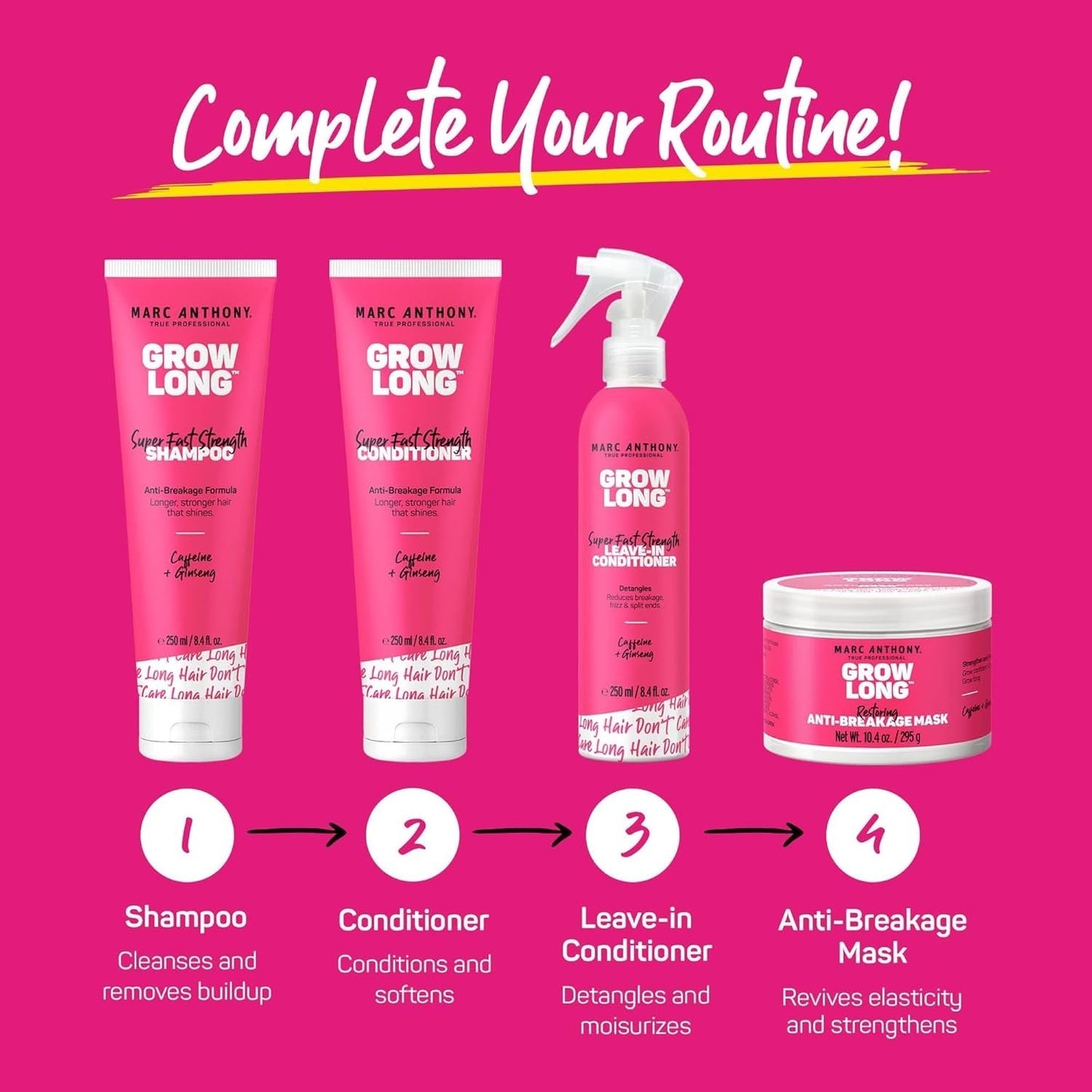 Strengthening Conditioner, Grow Long - Anti - Frizz, Anti - Breakage & Nourishing Formula for Split Ends, & Hair Growth - Biotin, Vitamin E, Caffeine & Ginseng for Dry & Damaged Hair - WORLD TIME VISITS