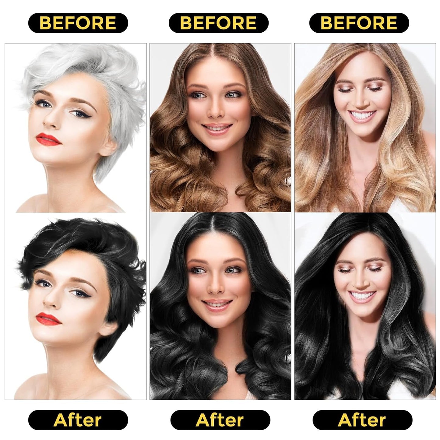 Hair Dye Shampoo 3 in 1 for Gray Hair, Herbal Ingredients Natural Shampoo Hair Dye for Women Men (Black) - WORLD TIME VISITS