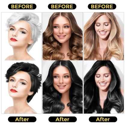 Hair Dye Shampoo 3 in 1 for Gray Hair, Herbal Ingredients Natural Shampoo Hair Dye for Women Men (Black) - WORLD TIME VISITS