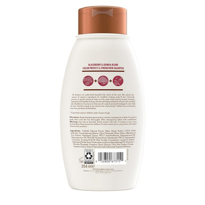 Aveeno Blackberry Quinoa Protein Blend Sulfate-Free Shampoo for Color-Treated Hair Protection, Daily Strengthening & Moisturizing Shampoo, Paraben & Dye-Free, 12 Fl Oz (Packaging May Vary) - WORLD TIME VISITS