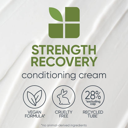 Biolage Strength Recovery Conditioner - Moisturizes & Strengthens Damaged Hair, Softness & Shine, Olive Squalane & Vegan Proteins, Paraben-Free, Vegan, Packaging May Vary
