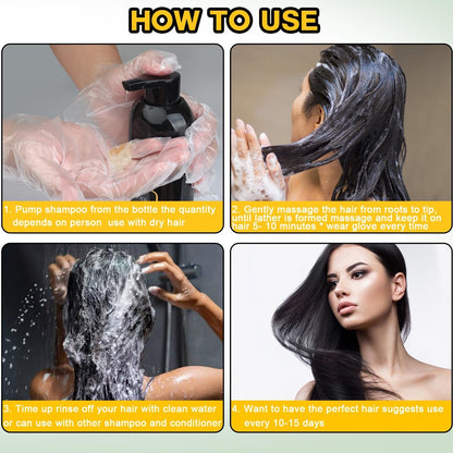 Hair Dye Shampoo 3 in 1 for Gray Hair, Herbal Ingredients Natural Shampoo Hair Dye for Women Men (Black) - WORLD TIME VISITS
