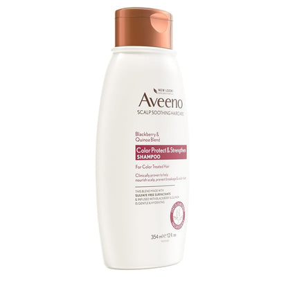 Aveeno Blackberry Quinoa Protein Blend Sulfate-Free Shampoo for Color-Treated Hair Protection, Daily Strengthening & Moisturizing Shampoo, Paraben & Dye-Free, 12 Fl Oz (Packaging May Vary) - WORLD TIME VISITS