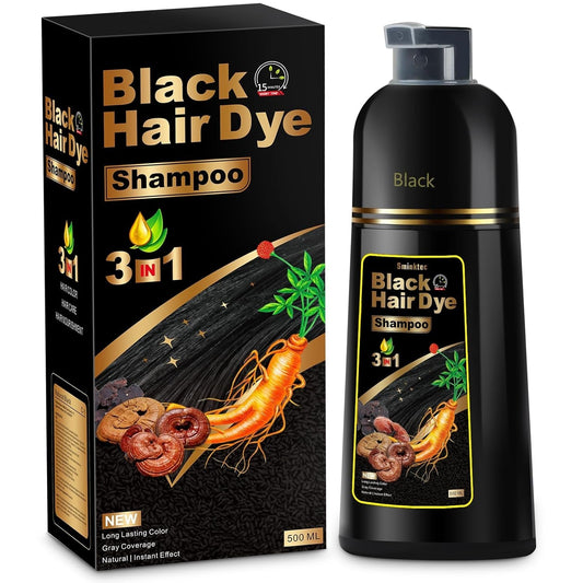Hair Dye Shampoo 3 in 1 for Gray Hair, Herbal Ingredients Natural Shampoo Hair Dye for Women Men (Black) - WORLD TIME VISITS