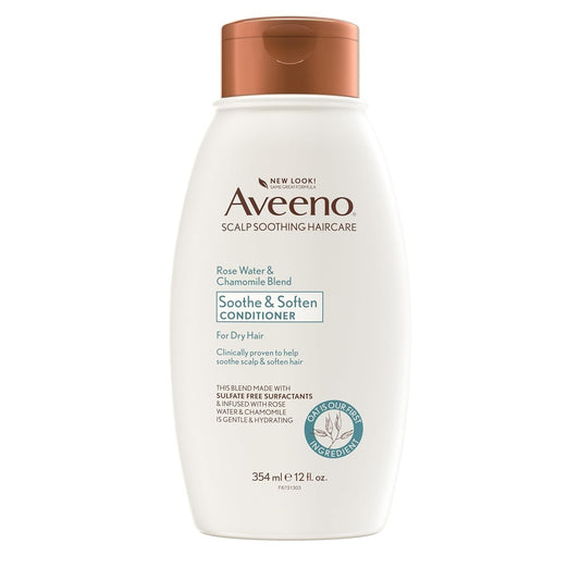 Aveeno Rose Water & Chamomile Blend Sulfate - Free Conditioner with Colloidal Oat for Dry Sensitive Scalp, Gentle Cleansing Conditioner for Fine, Fragile Hair, Paraben & Dye - Free, 12 Fl Oz - WORLD TIME VISITS