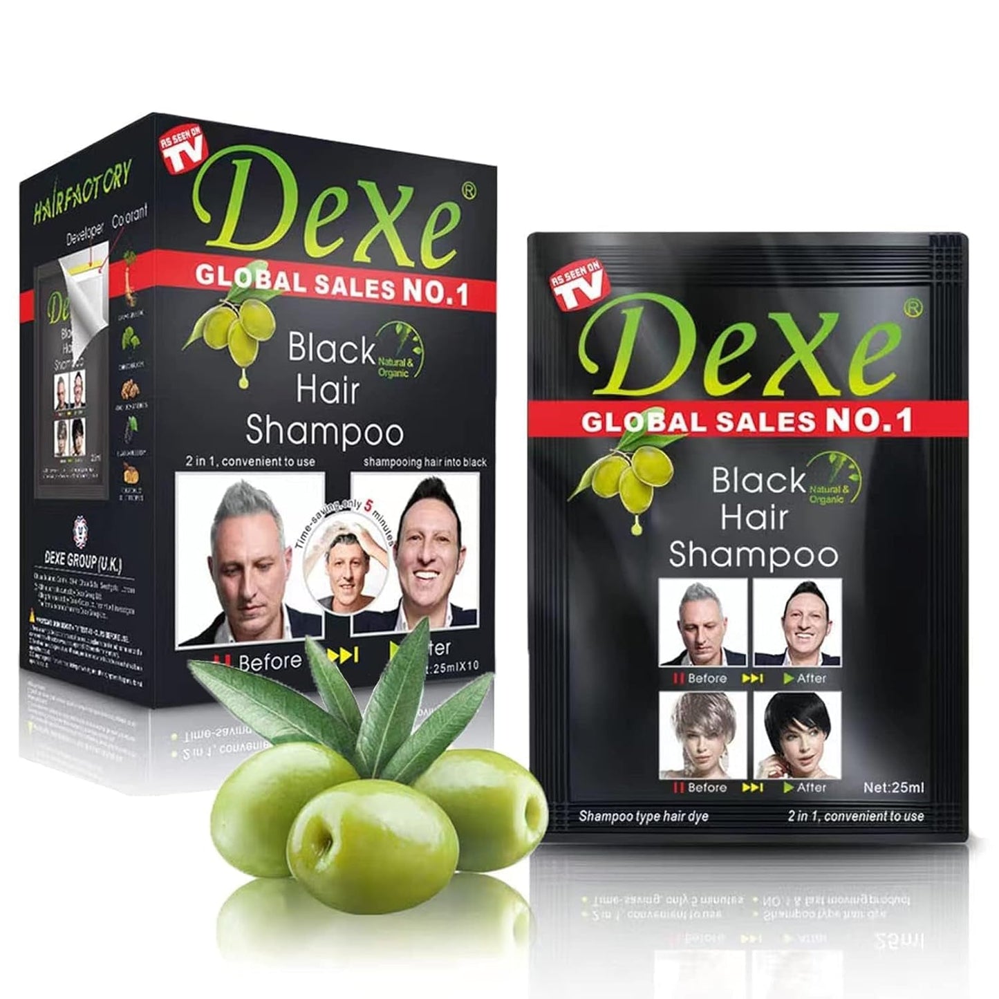 10 PCS  Hair Shampoo Instant Hair Dye for Men Women, Black Color - Simple to Use - Hair Dye Permanent - Last 30 Days - Natural Ingredients for Woman&Man
