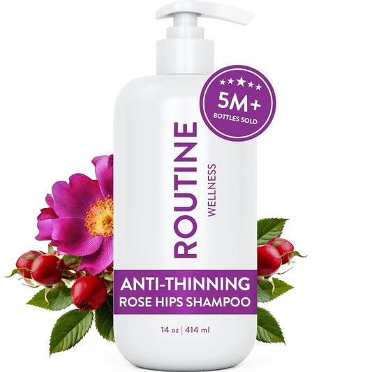 Anti-Thinning Shampoo for Thinning Hair - Biotin DHT Blocker Women & Men - Color Safe Shampoo for Hair Loss & Healthy Growth - Rose Hips - 14Oz