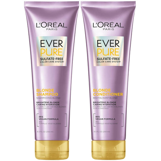 Blonde Sulfate Free Shampoo and Conditioner for Color - Treated Hair, Neutralizes Brass + Balances, Everpure, 8.5 Fl Oz, Set of 2 - WORLD TIME VISITS