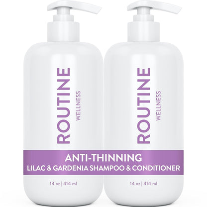 Anti-Thinning Shampoo and Conditioner Set for Thinning Hair - Biotin DHT Blocker Women & Men - Color Safe Shampoo for Hair Loss & Healthier Growth - Lilac & Gardenia (Pack of 2) - WORLD TIME VISITS
