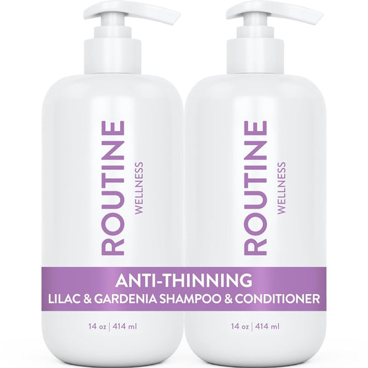Anti-Thinning Shampoo and Conditioner Set for Thinning Hair - Biotin DHT Blocker Women & Men - Color Safe Shampoo for Hair Loss & Healthier Growth - Lilac & Gardenia (Pack of 2) - WORLD TIME VISITS