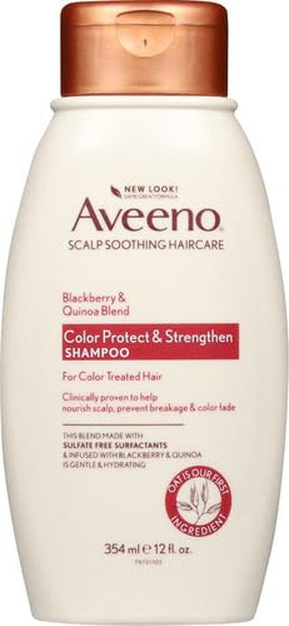 Aveeno Blackberry Quinoa Protein Blend Sulfate-Free Shampoo for Color-Treated Hair Protection, Daily Strengthening & Moisturizing Shampoo, Paraben & Dye-Free, 12 Fl Oz (Packaging May Vary) - WORLD TIME VISITS