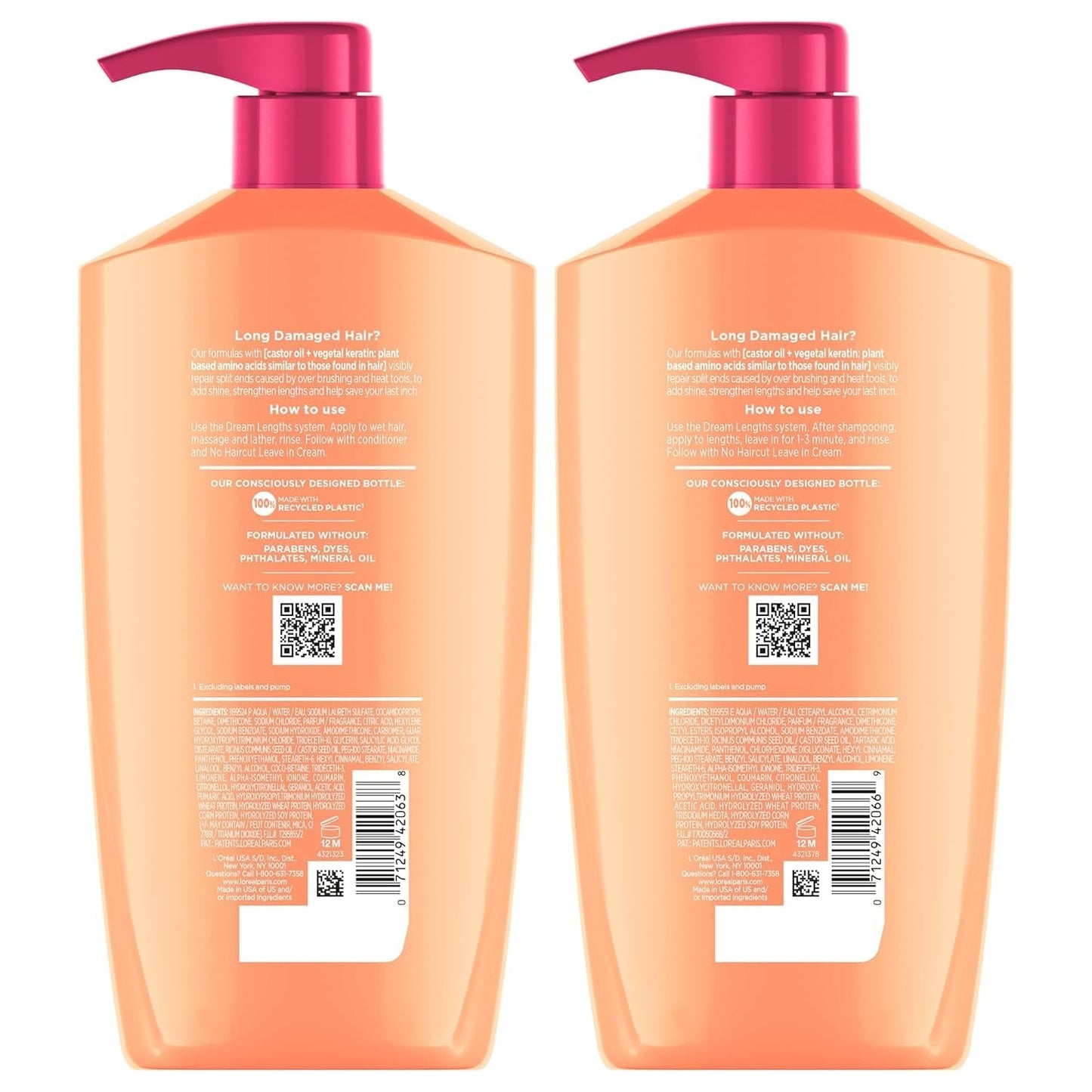 Elvive Dream Lengths Shampoo and Conditioner Kit, Paraben Free, 1 Kit - WORLD TIME VISITS