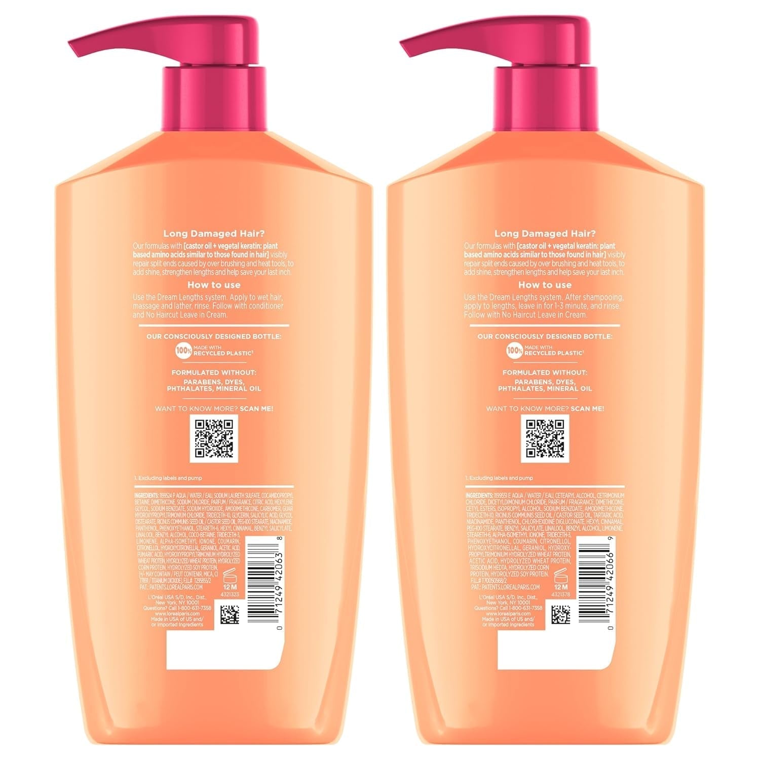 Elvive Dream Lengths Shampoo and Conditioner Kit, Paraben Free, 1 Kit - WORLD TIME VISITS