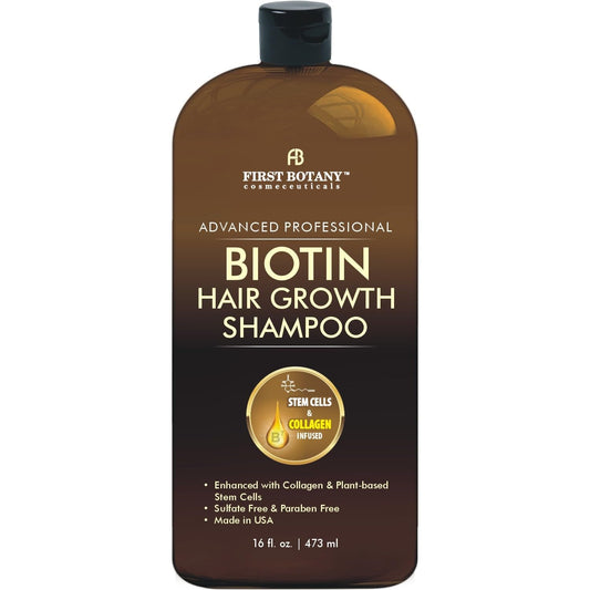 Hair Regrowth and anti Hair Loss Shampoo 16 Fl Oz, with DHT Blockers, Collagen & Stem Cells- Daily Hydrating, Detoxifying, Volumizing Shampoo for Men and Women
