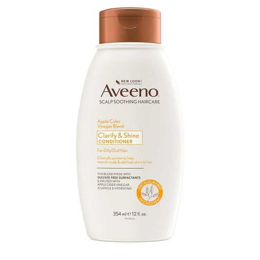 Apple Cider Vinegar Sulfate-Free Conditioner for Balance & High Shine, Daily Moisturizing & Scalp Soothing Conditioner for Oily or Dull Hair, Paraben & Dye-Free, 12Oz