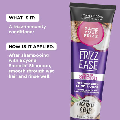 Frizz Ease beyond Smooth Frizz - Immunity Conditioner, 8.45 Ounces, Anti - Humidity Conditioner, Prevents Frizz, with Pure Coconut Oil - WORLD TIME VISITS