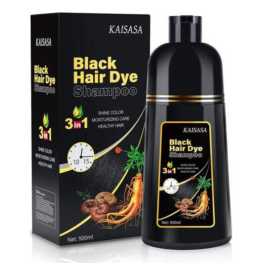Hair Dye Shampoo for Gray Hair Coverage, 3 in 1 Natural Black Dye for Women Men, 500Ml - WORLD TIME VISITS