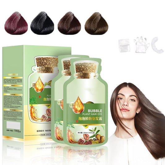 HUANG YI Natural Plant Hair Dye, New Botanical Bubble Hair Dye 20Ml 10Packs/Box, Pure Plant Extract for Grey Hair Color Bubble Dye, New Botanical Bubble Hair Shampoo(Coffee) - WORLD TIME VISITS