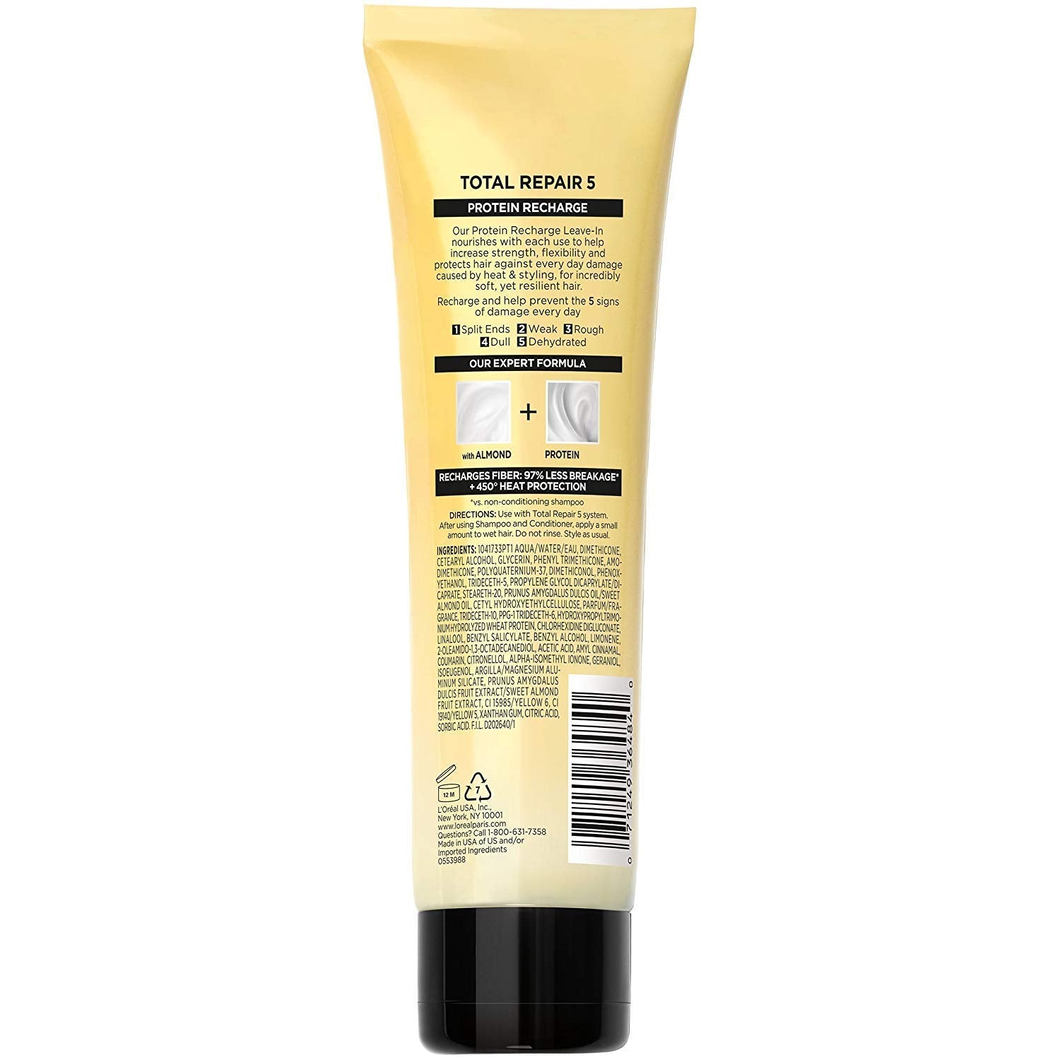 L'Or?Al Elvive Total Repair 5 Protein Recharge Leave - In Conditioner, 5.1 Fl. Oz (Pack of 2) - WORLD TIME VISITS