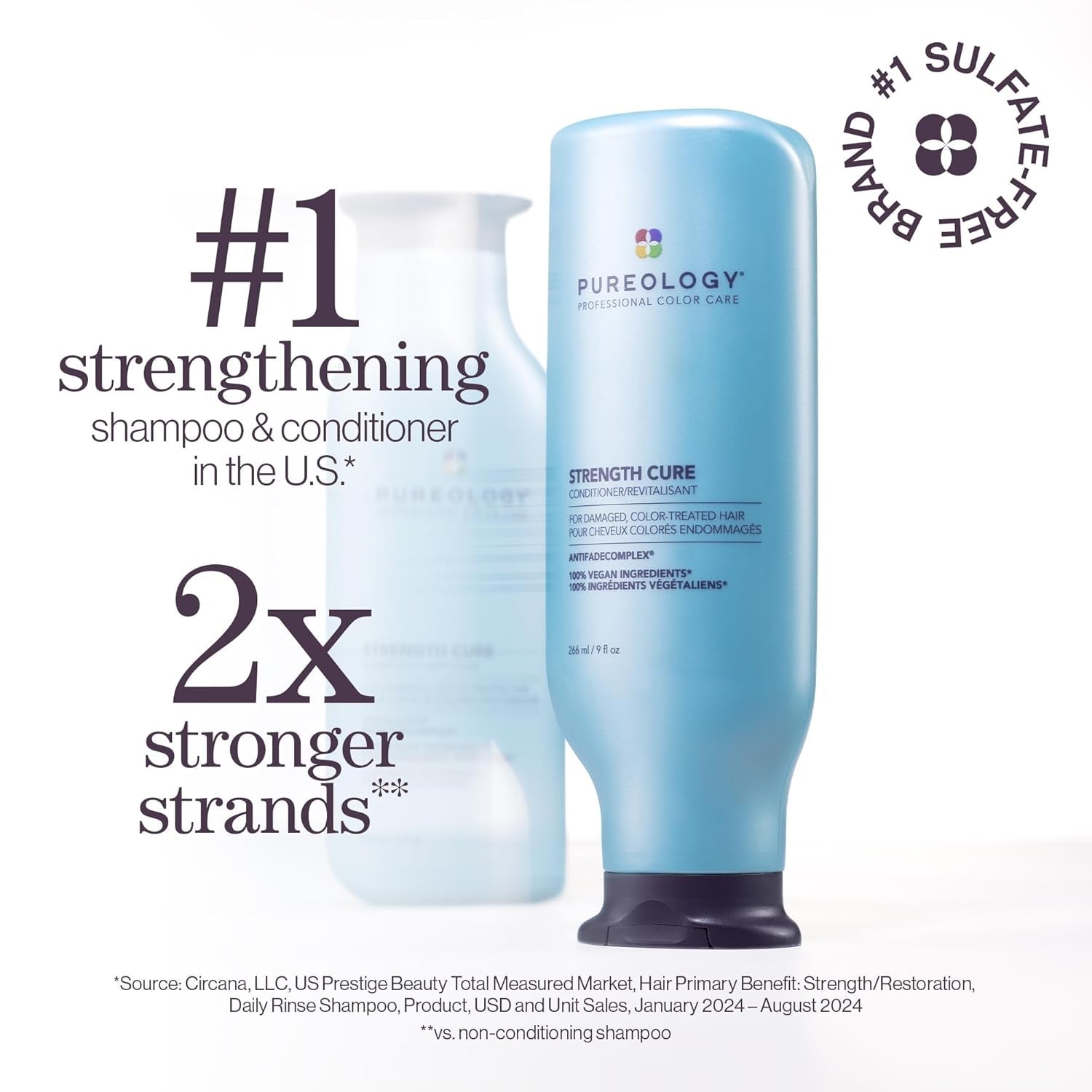 Pureology Strength Cure Conditioner - Sulfate - Free Damage Repair & Strengthening Conditioner, Softens, Prevents Breakage, for Damaged Hair & Color Treated Hair, Vegan - WORLD TIME VISITS