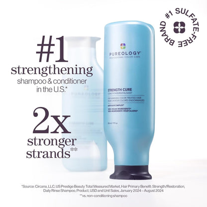 Pureology Strength Cure Conditioner - Sulfate - Free Damage Repair & Strengthening Conditioner, Softens, Prevents Breakage, for Damaged Hair & Color Treated Hair, Vegan - WORLD TIME VISITS