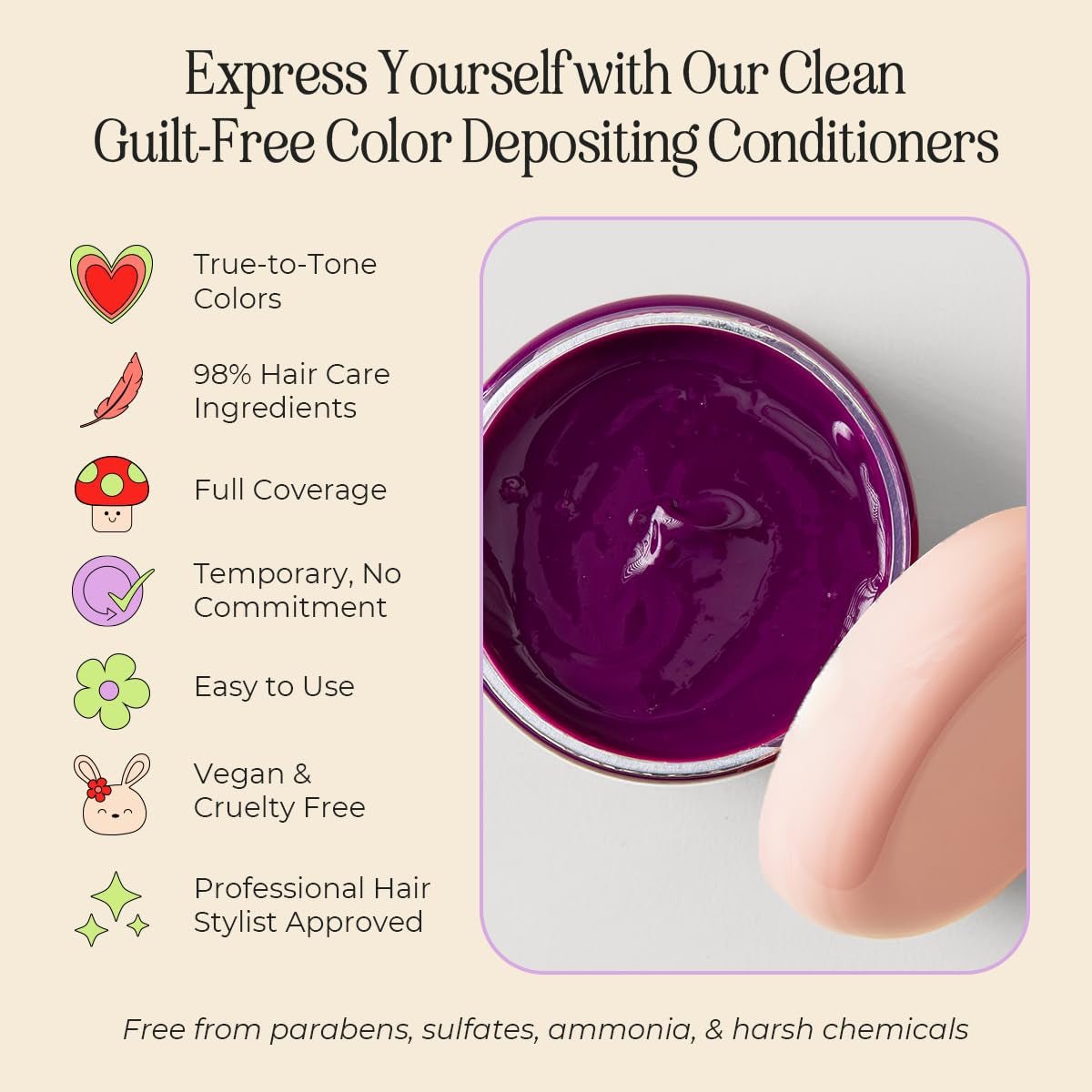 Semi Permanent Hair Color | Color Depositing Conditioner | Garnet Violet Hair Dye | No Bleach & No Peroxide Temporary Tint for Women & Men | Vegan, Ammonia Free, & Sulfate Free | Ready to Use, 6Oz - WORLD TIME VISITS