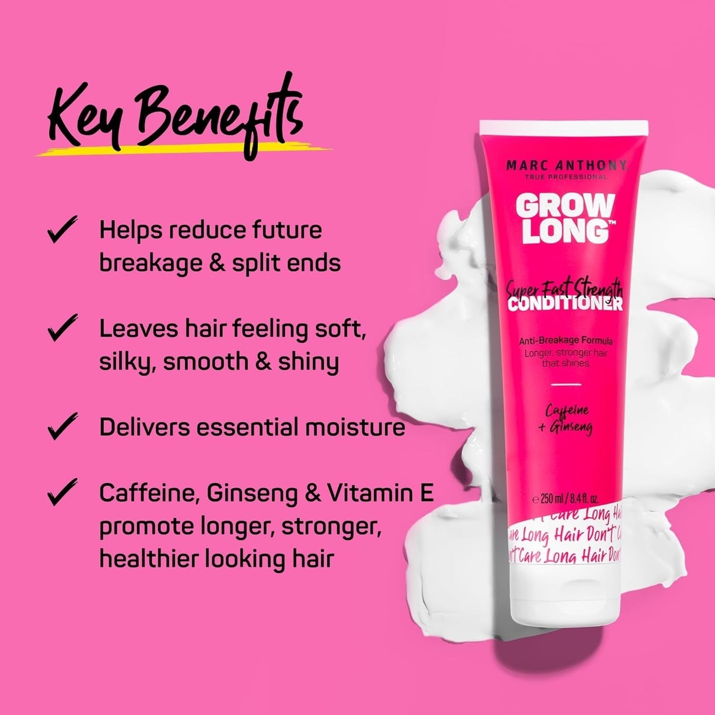 Strengthening Conditioner, Grow Long - Anti - Frizz, Anti - Breakage & Nourishing Formula for Split Ends, & Hair Growth - Biotin, Vitamin E, Caffeine & Ginseng for Dry & Damaged Hair - WORLD TIME VISITS