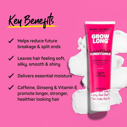 Strengthening Conditioner, Grow Long - Anti - Frizz, Anti - Breakage & Nourishing Formula for Split Ends, & Hair Growth - Biotin, Vitamin E, Caffeine & Ginseng for Dry & Damaged Hair - WORLD TIME VISITS