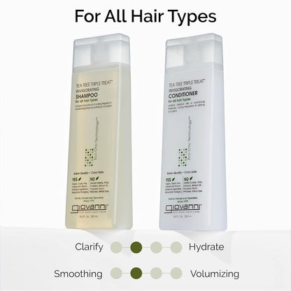 Tea Tree Triple Treat Invigorating Conditioner - Cooling Peppermint, Eucalyptus, Rosemary, Helps Dry Flaking Scalp, Paraben Free, Helps to Moisturize, Smooth & Detangle - 24 Oz (1 Pack) - WORLD TIME VISITS