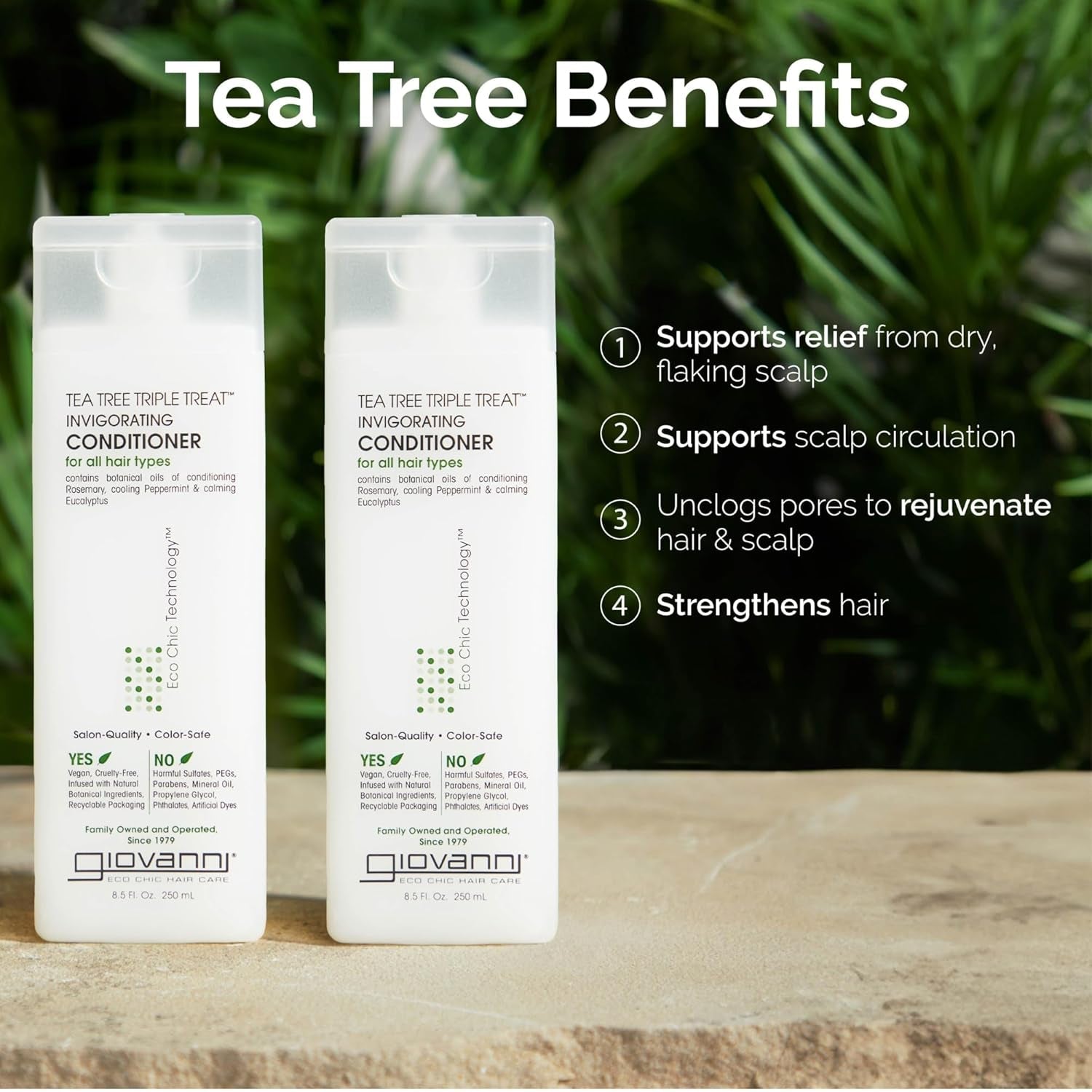 Tea Tree Triple Treat Invigorating Conditioner - Cooling Peppermint, Eucalyptus, Rosemary, Helps Dry Flaking Scalp, Paraben Free, Helps to Moisturize, Smooth & Detangle - 24 Oz (1 Pack) - WORLD TIME VISITS