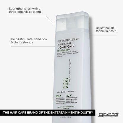 Tea Tree Triple Treat Invigorating Conditioner - Cooling Peppermint, Eucalyptus, Rosemary, Helps Dry Flaking Scalp, Paraben Free, Helps to Moisturize, Smooth & Detangle - 24 Oz (1 Pack) - WORLD TIME VISITS