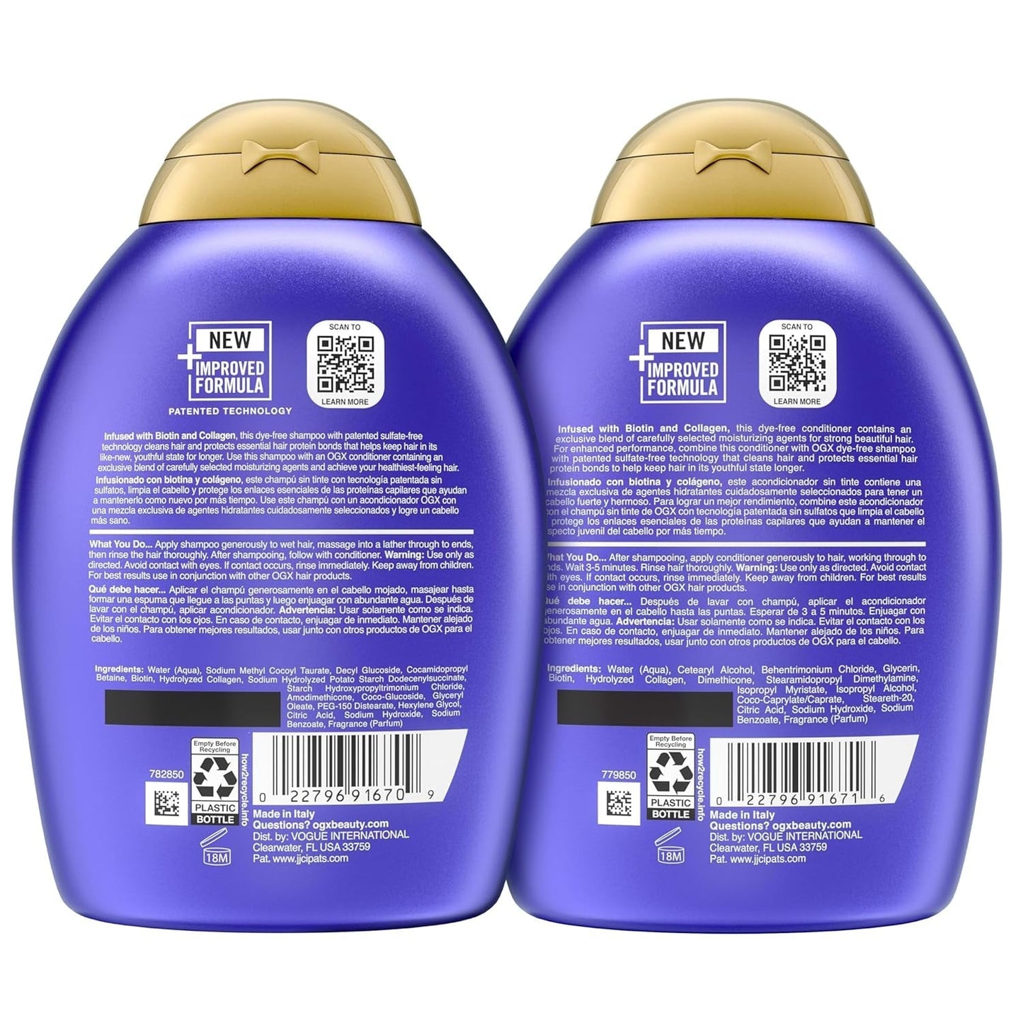 Thick & Full + Biotin & Collagen Shampoo & Conditioner Set, (Packaging May Vary), Purple, 13 Fl Oz (Pack of 2) - WORLD TIME VISITS