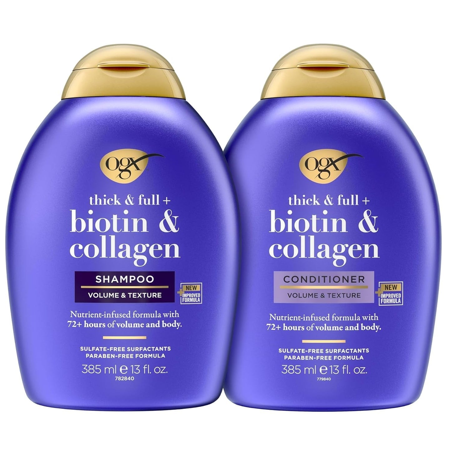 Thick & Full + Biotin & Collagen Shampoo & Conditioner Set, (Packaging May Vary), Purple, 13 Fl Oz (Pack of 2) - WORLD TIME VISITS