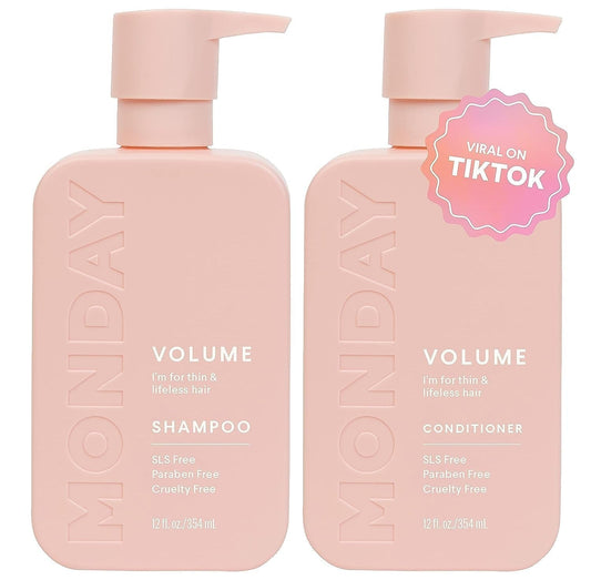 Volume Shampoo + Conditioner Set (2 Pack) 12Oz Each for Thin, Fine, and Oily Hair, Made from Coconut Oil, Ginger Extract, & Vitamin E, 100% Recyclable Bottles - WORLD TIME VISITS